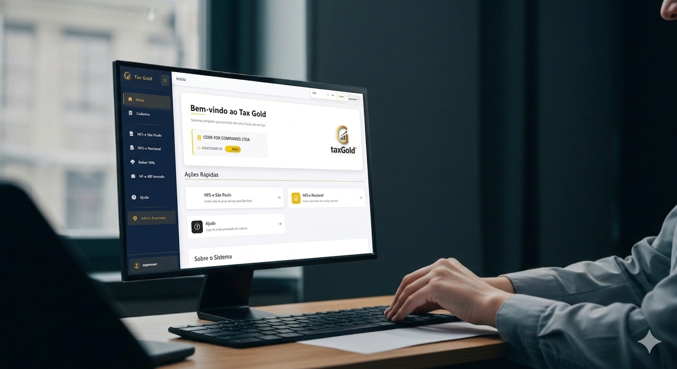 Tela do Emissor NFS-e Tax Gold com importação de planilha Excel para emissão em massa